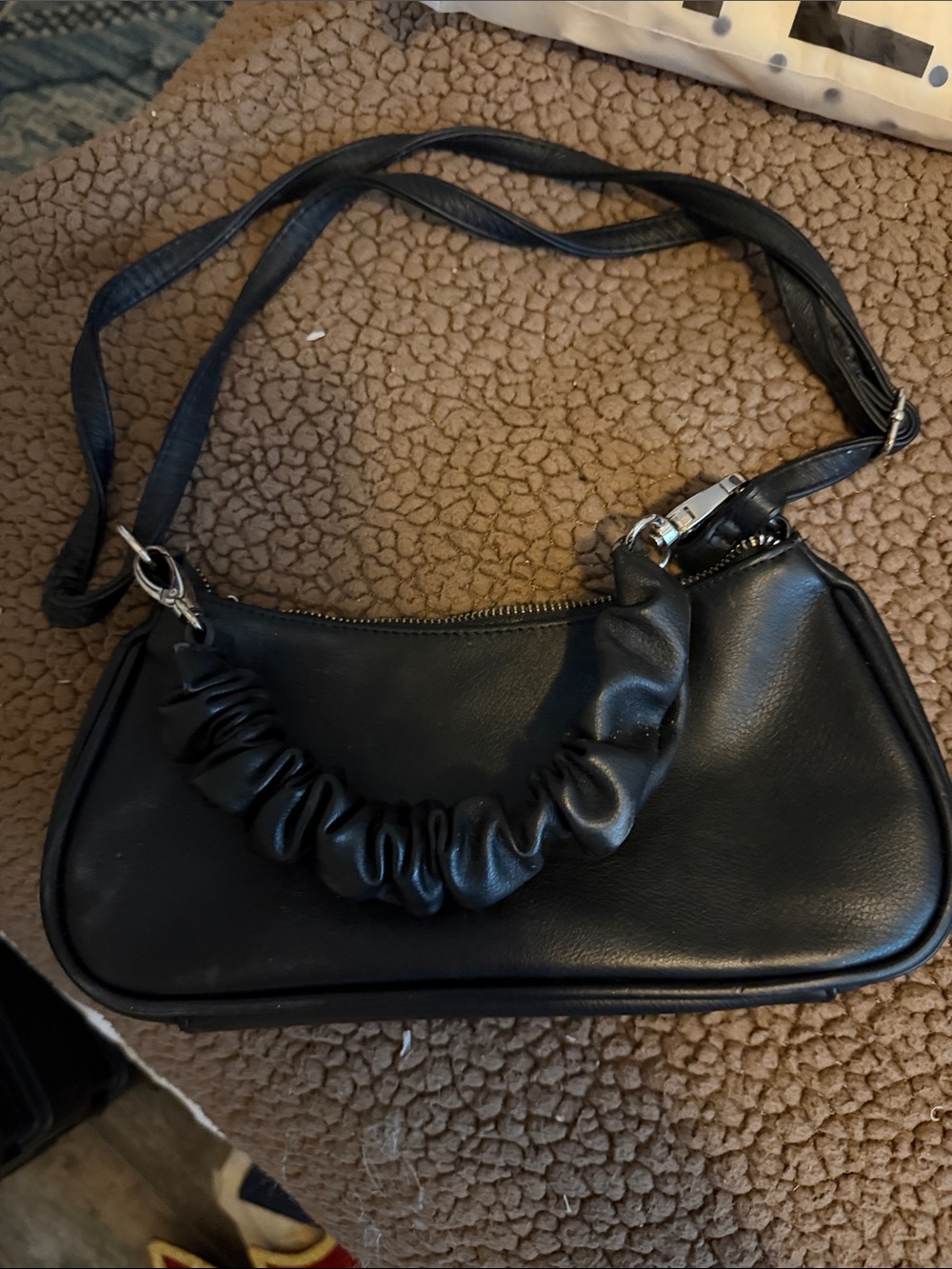 Target Black Shoulder Bag with Ruched Front Handle